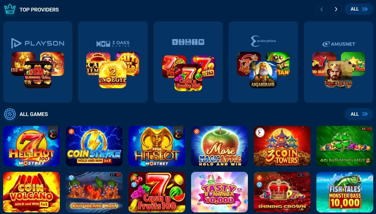 Slots, live tables and crash titles inside the Mostbet game library